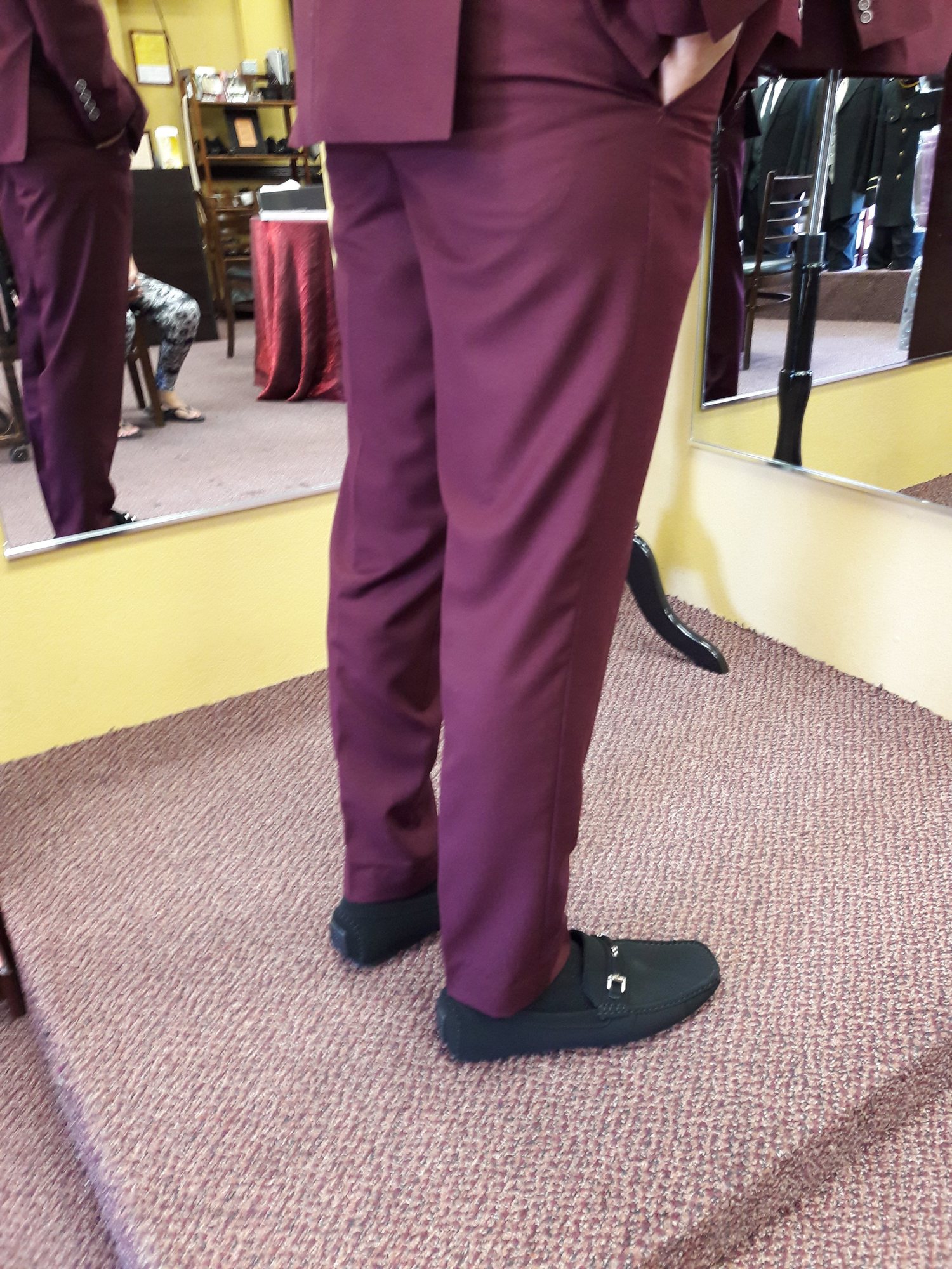 Fitting a burgundy suit