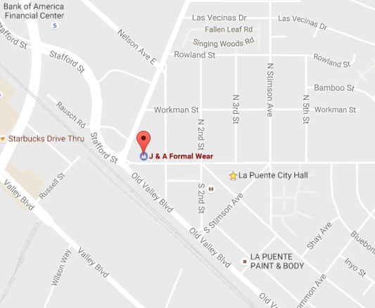 Map: J & A Formal Wear, 15817 Main St, La Puente