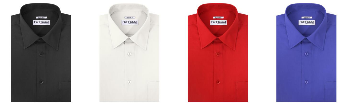 Ferrecci dress shirts in black, white, red and blue